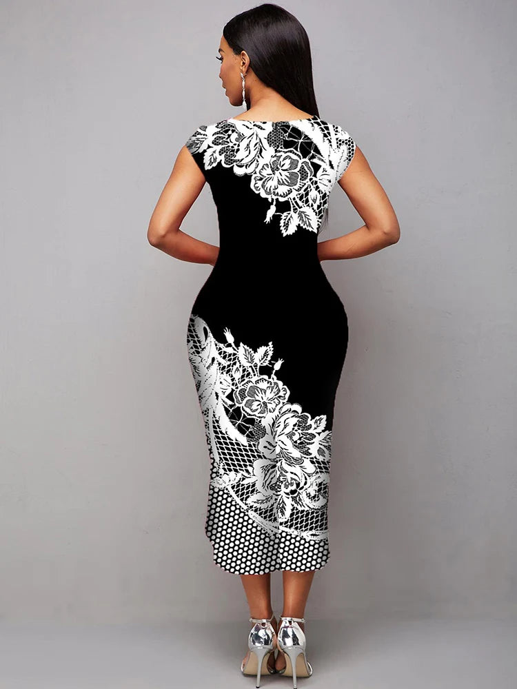 2025 Summer Elegant Women'S Dresses For Party Fashion Vintage Bodycon Patchwork Slim Work Dresses Sexy Sleeveles Asymmetry Dress lè