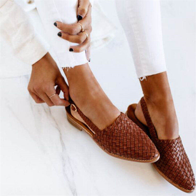 European And American Baotou Flat Sandals With Buckle