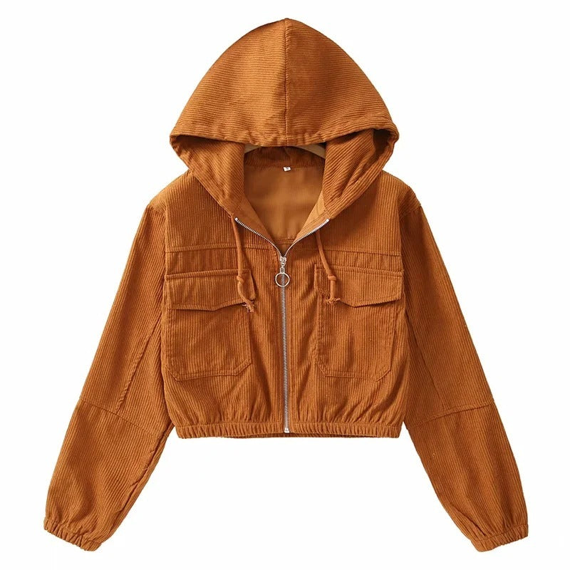 High Waist Cropped Short Zipper Jacket