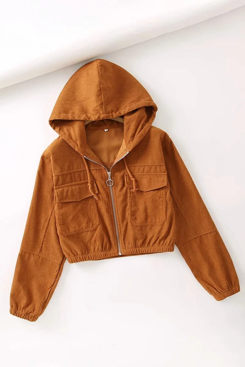 High Waist Cropped Short Zipper Jacket