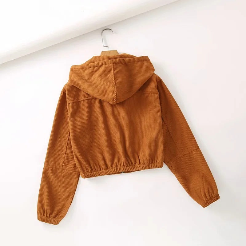 High Waist Cropped Short Zipper Jacket