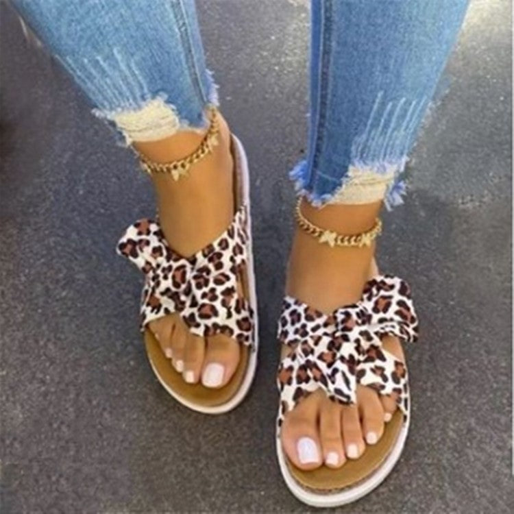 Summer New Thick Soled Beach Bowknot Slippers Women