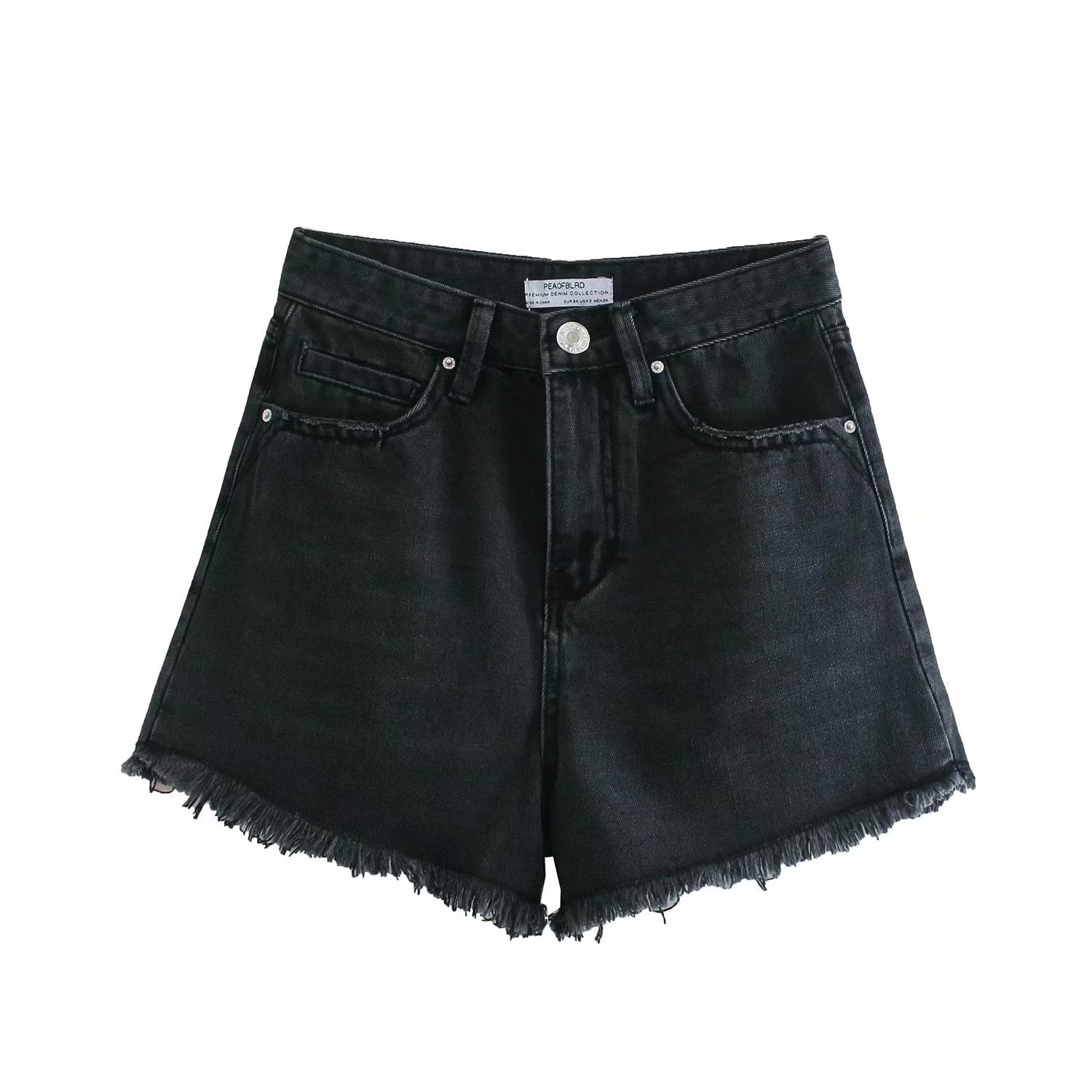 High Waist Temperament Was Thin Button Denim Shorts