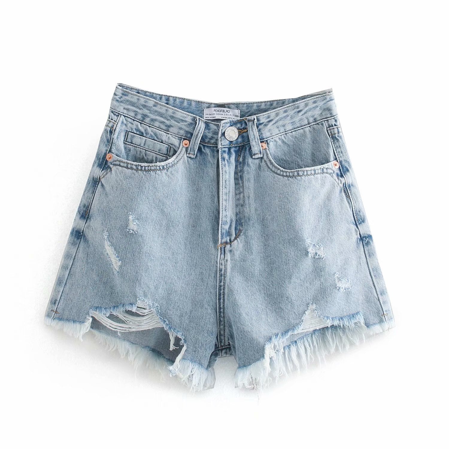 High Waist Temperament Was Thin Button Denim Shorts