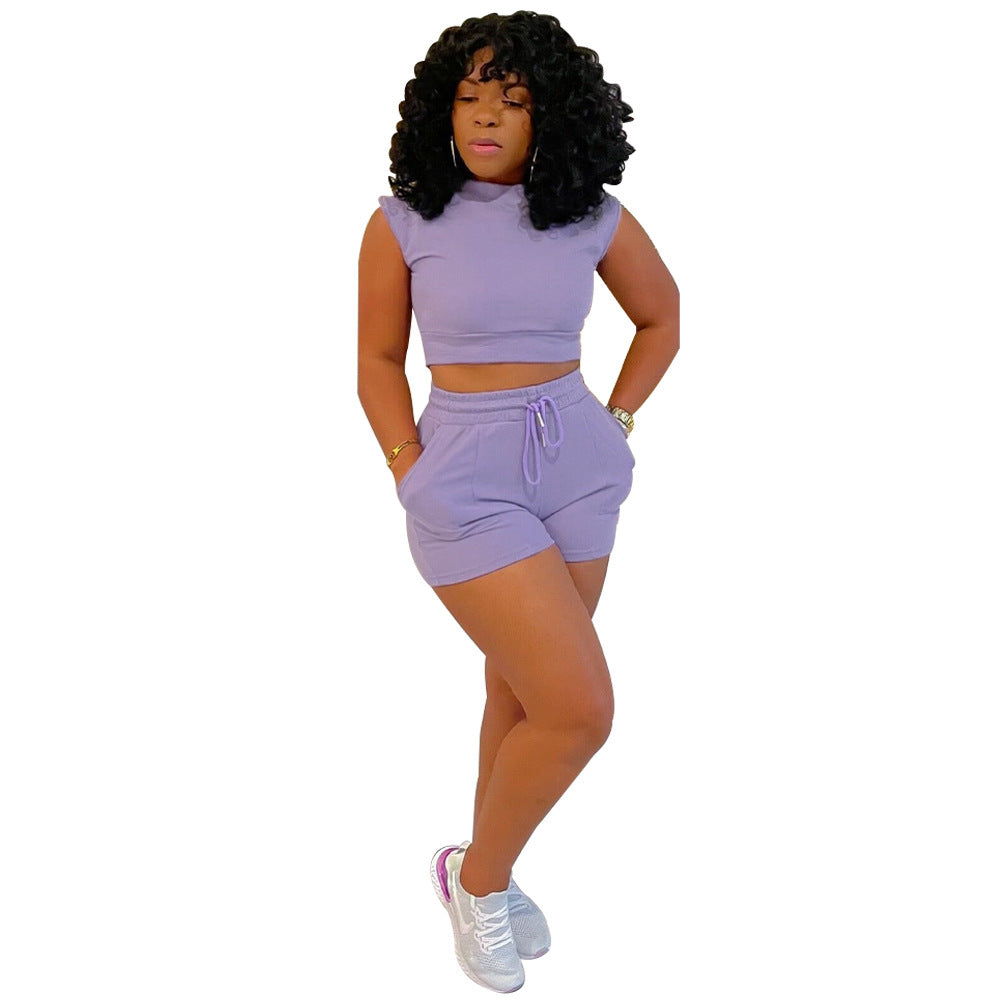Women's Suit Shorts Sleeveless T-shirt Sports