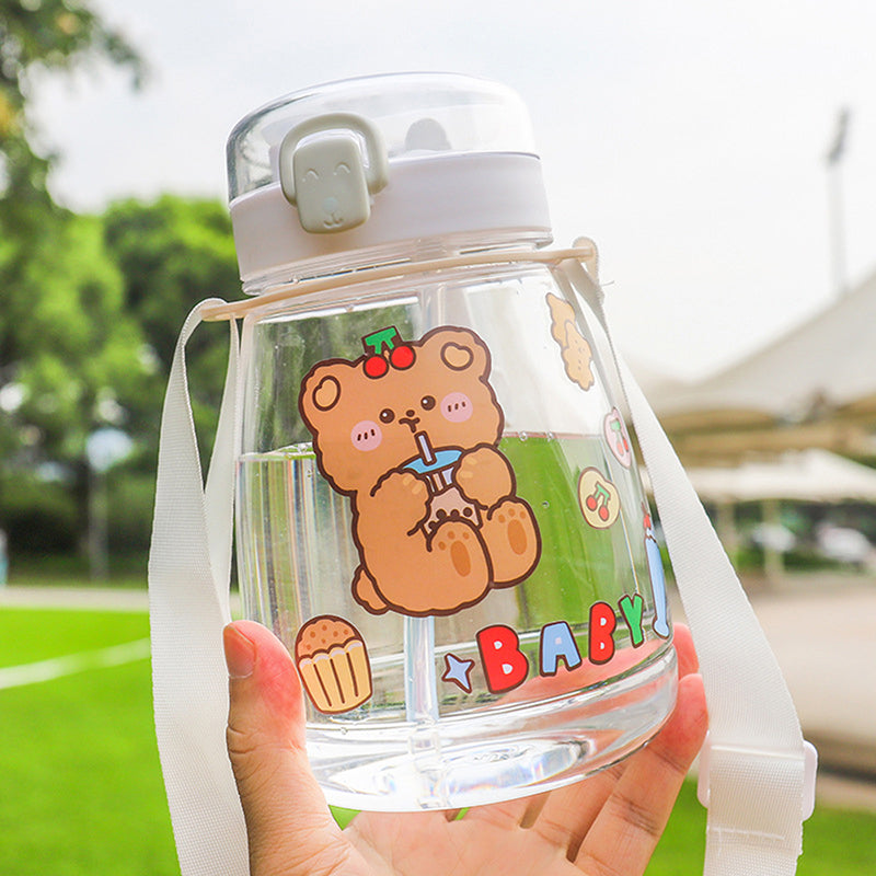Summer Heat-resistant Cartoon Double-drinking Plastic Cup we