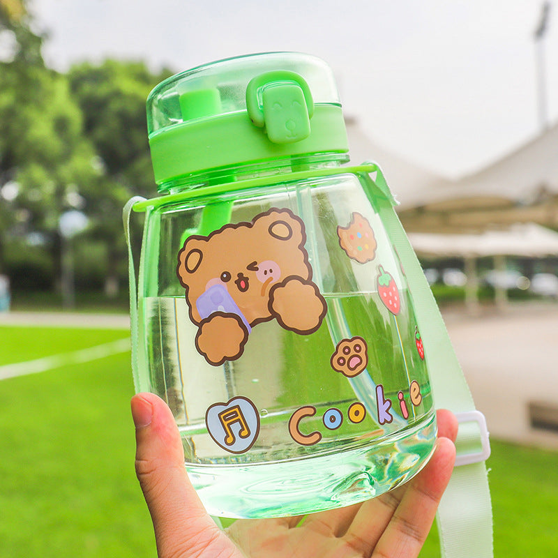 Summer Heat-resistant Cartoon Double-drinking Plastic Cup we