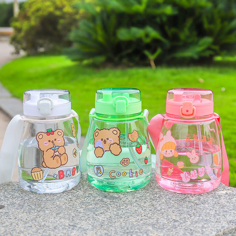 Summer Heat-resistant Cartoon Double-drinking Plastic Cup we