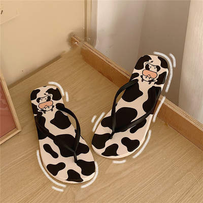 Zebra Print herringbone slippers women''s new fashion in summer home antiskid flat bottom pinch foot bathroom bath slippers