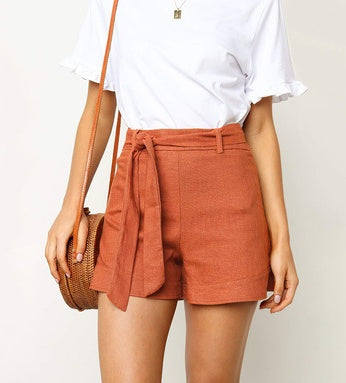 Women's pants with loose ties and high waist