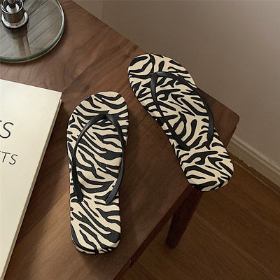 Zebra Print herringbone slippers women''s new fashion in summer home antiskid flat bottom pinch foot bathroom bath slippers