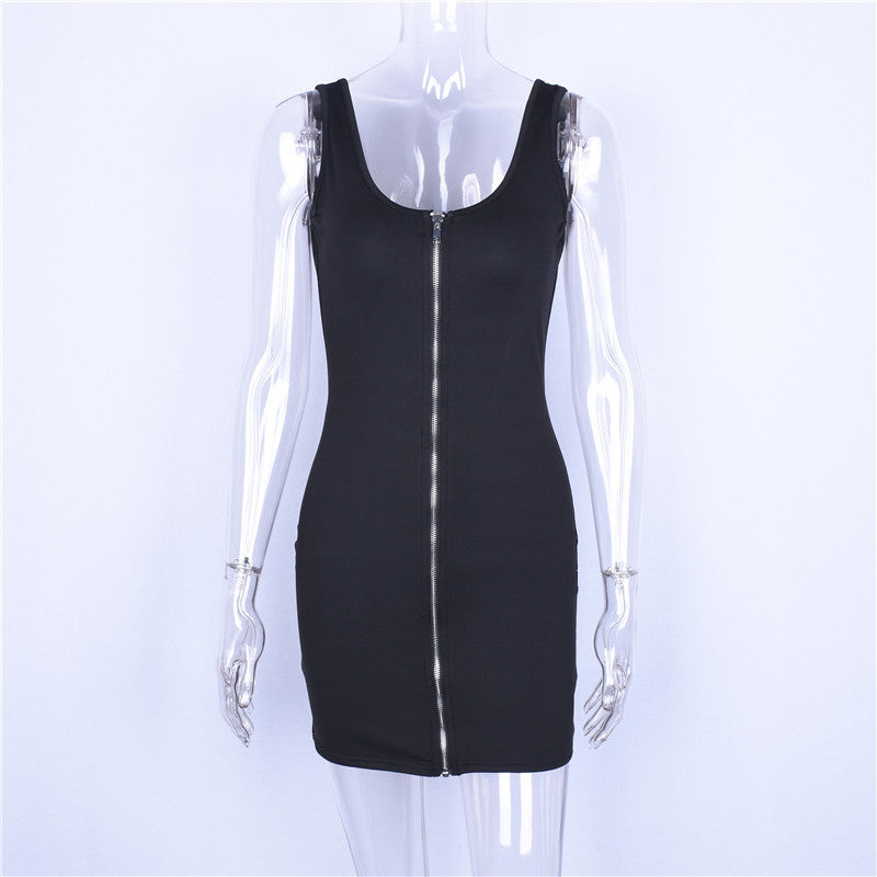 Women's Zipper Sling Backless Dress