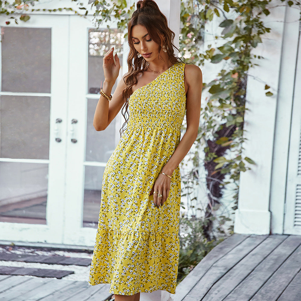 Fashion Women's Dress Summer Waistcoat Print Swing Skirt xford