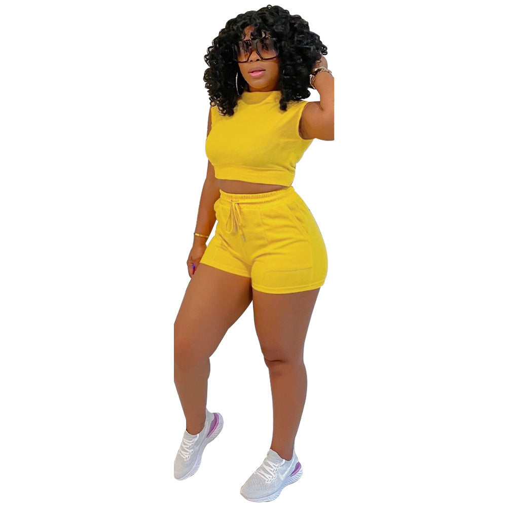 Women's Suit Shorts Sleeveless T-shirt Sports