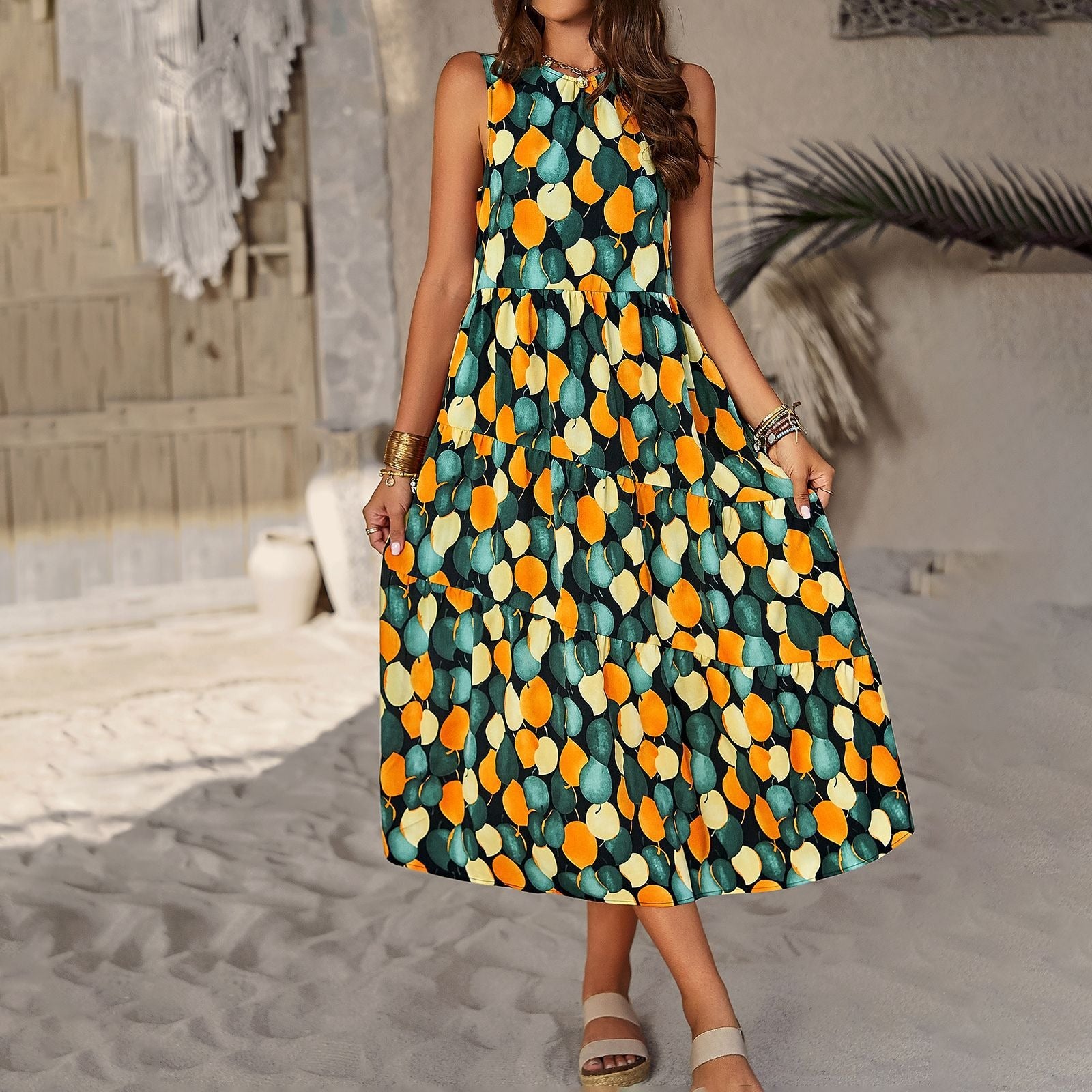 Fashion Dress Spring/Summer Hanging Neck Loose Vacation Dress Children xford