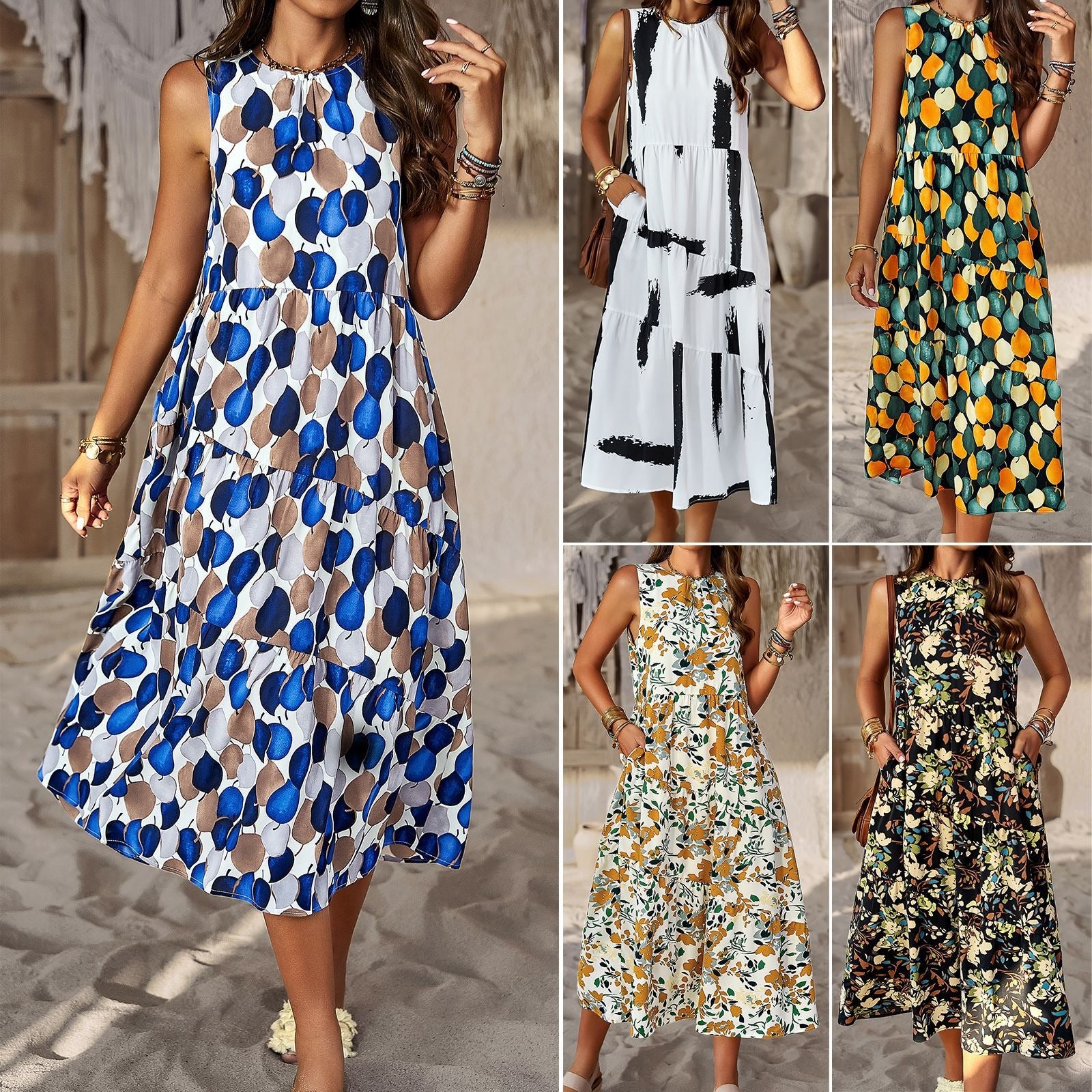 Fashion Dress Spring/Summer Hanging Neck Loose Vacation Dress Children xford
