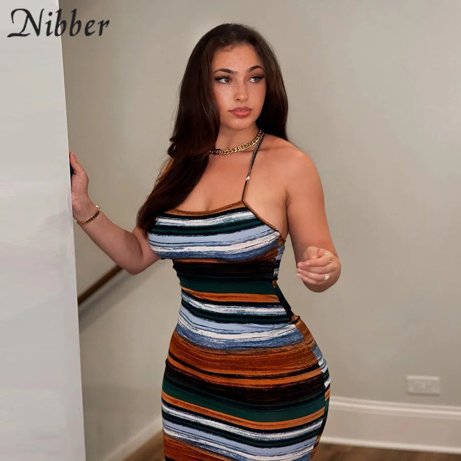 Mini Dresses Women Sexy Skinny Slash Neck Backless Summer Vintage Midnight Clubwear Outfits somè