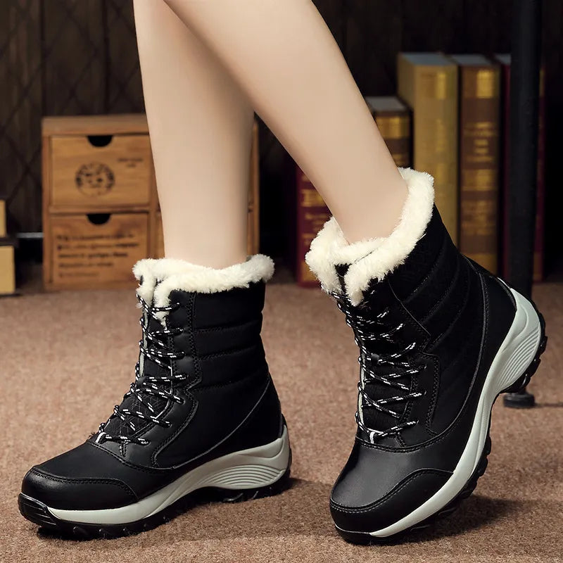 Women's Shoes Winter Fashion Ankle Boots Women Keep Warm Female Lace Up Waterproof Boots Ladies Comfortable Women's Ankle Shoes