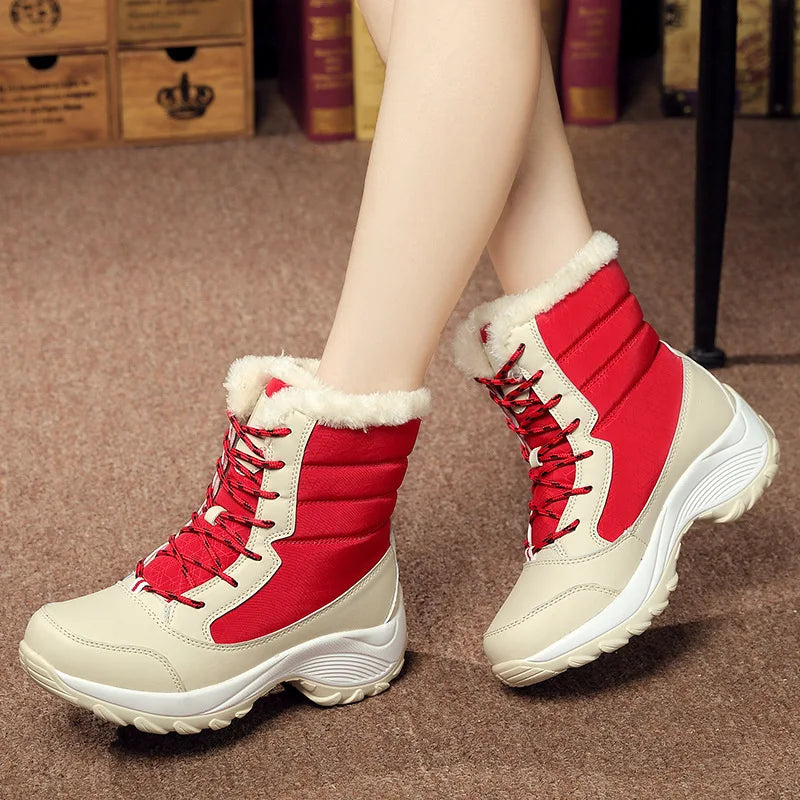 Women's Shoes Winter Fashion Ankle Boots Women Keep Warm Female Lace Up Waterproof Boots Ladies Comfortable Women's Ankle Shoes