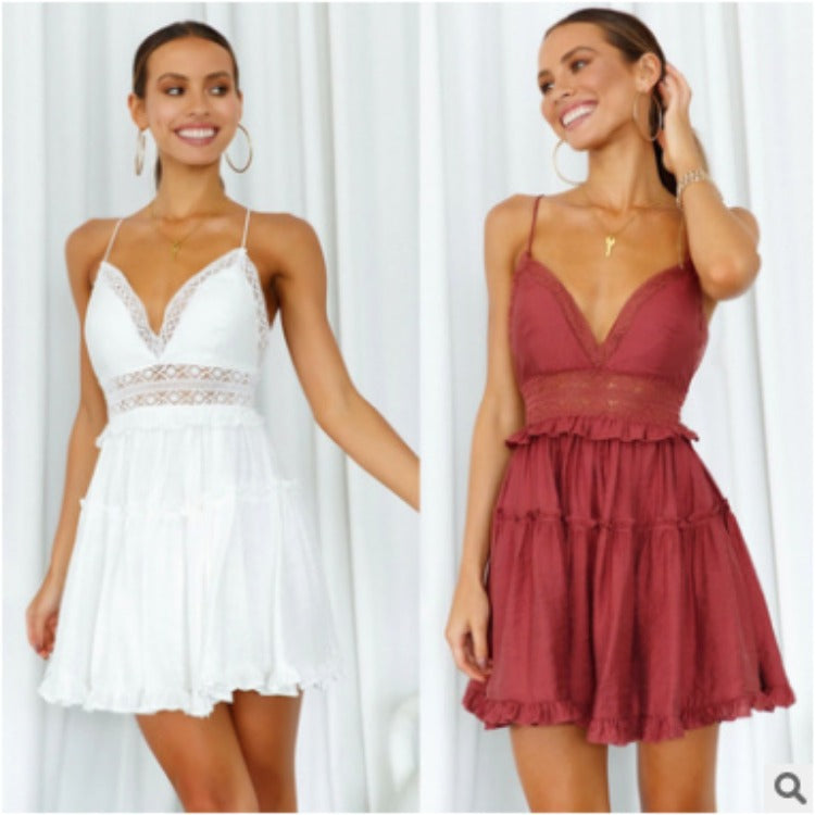 Backless Tied Spaghetti-strap Dress