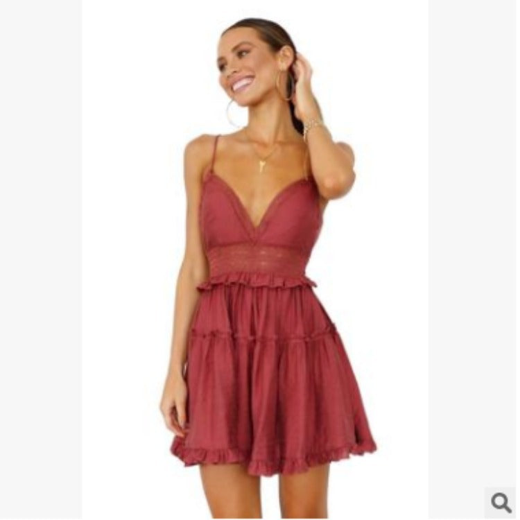 Backless Tied Spaghetti-strap Dress