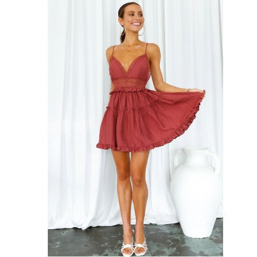 Backless Tied Spaghetti-strap Dress