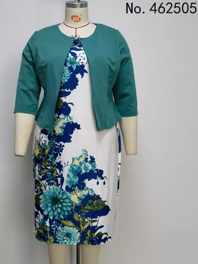 2024 Hot Sale African Turkey Style Plus Size Printed Coat And Dress Suit For Women pour
