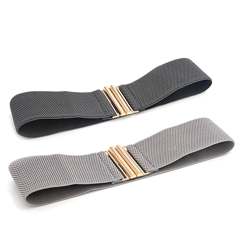 60*6CM Wide Elastic Belt Solid Color Corset Belt Metal Buckle Lady Stretch Cinch Waistband Women Waist Belt sentiwon