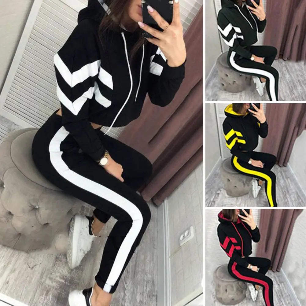 2 Pieces Set Women 2025 hot style Europe America autumn hooded fleece suit two-piece show hilum Sports Set Hooded Sportswear Set kpy