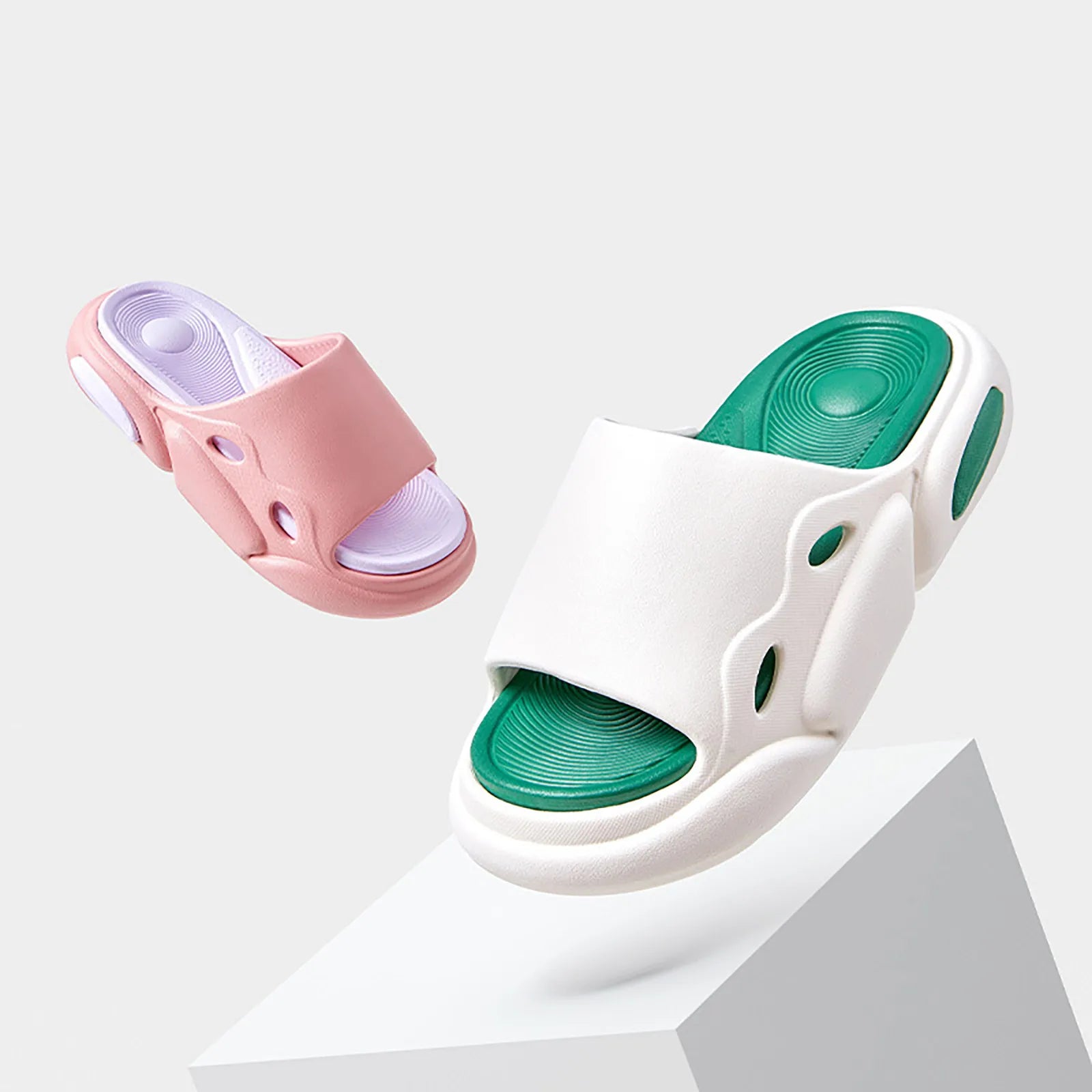 2024 New Couple's Home Indoor Cool Slippers Fashion Thick Sole Mixed Colors Sports Slippers Comfort Breathable Slippers Women freo
