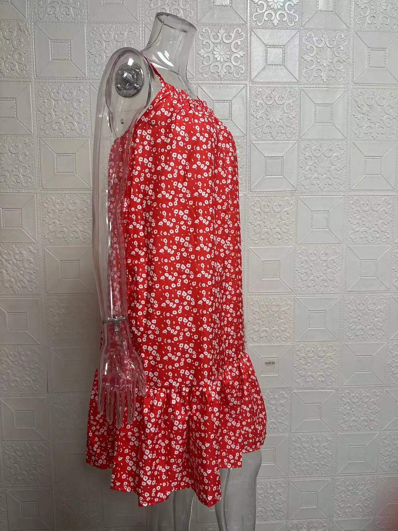 European and American pastoral style printed sleeveless dress