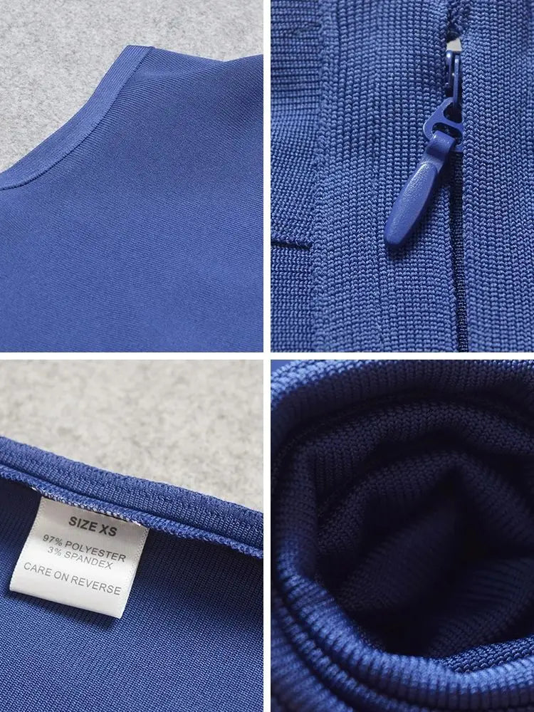 BEAUKEY Sexy Blue Winter One Piece Dress Bandage2023 Women Green Vintage Maxi Party Dresses Celebrity Bodycon Knitted  dan