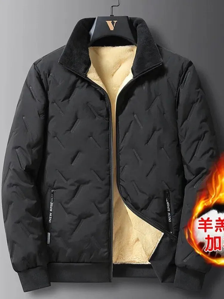 2024 Winter New Fashion Plus Fleece Thick Warm Cotton-Padded Jacket Men's Casual Loose Fashion Large Size High Quality Coat  7