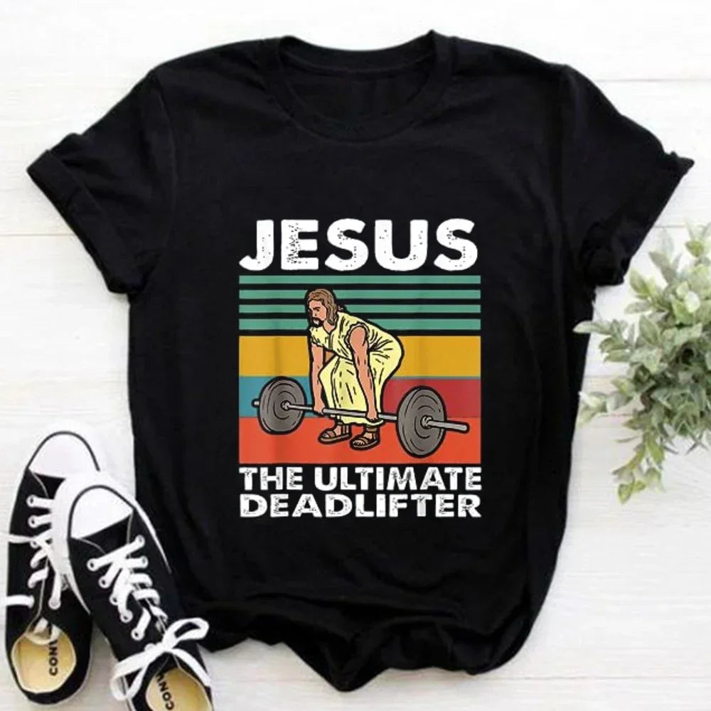 202& Jesus Is King Letter Print Women T-shirt Christian Faith Hope Love Harajuku T Shirts Religion O-neck Tops Tees Streetwears