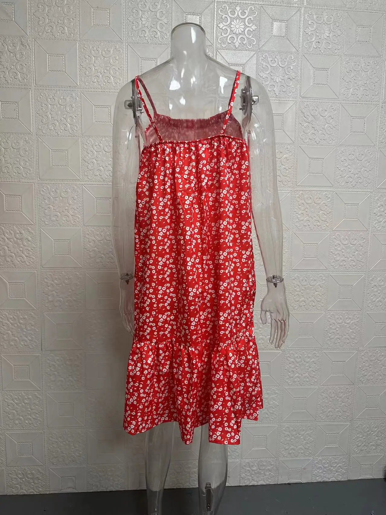 European and American pastoral style printed sleeveless dress