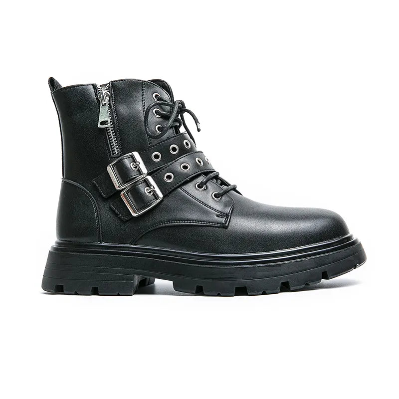 NEW Luxury Brand Black Men's Chelsea Boots Gothic Biker Boots Men's Casual Leather Outdoor Boots Ankle Boots for Men kodez