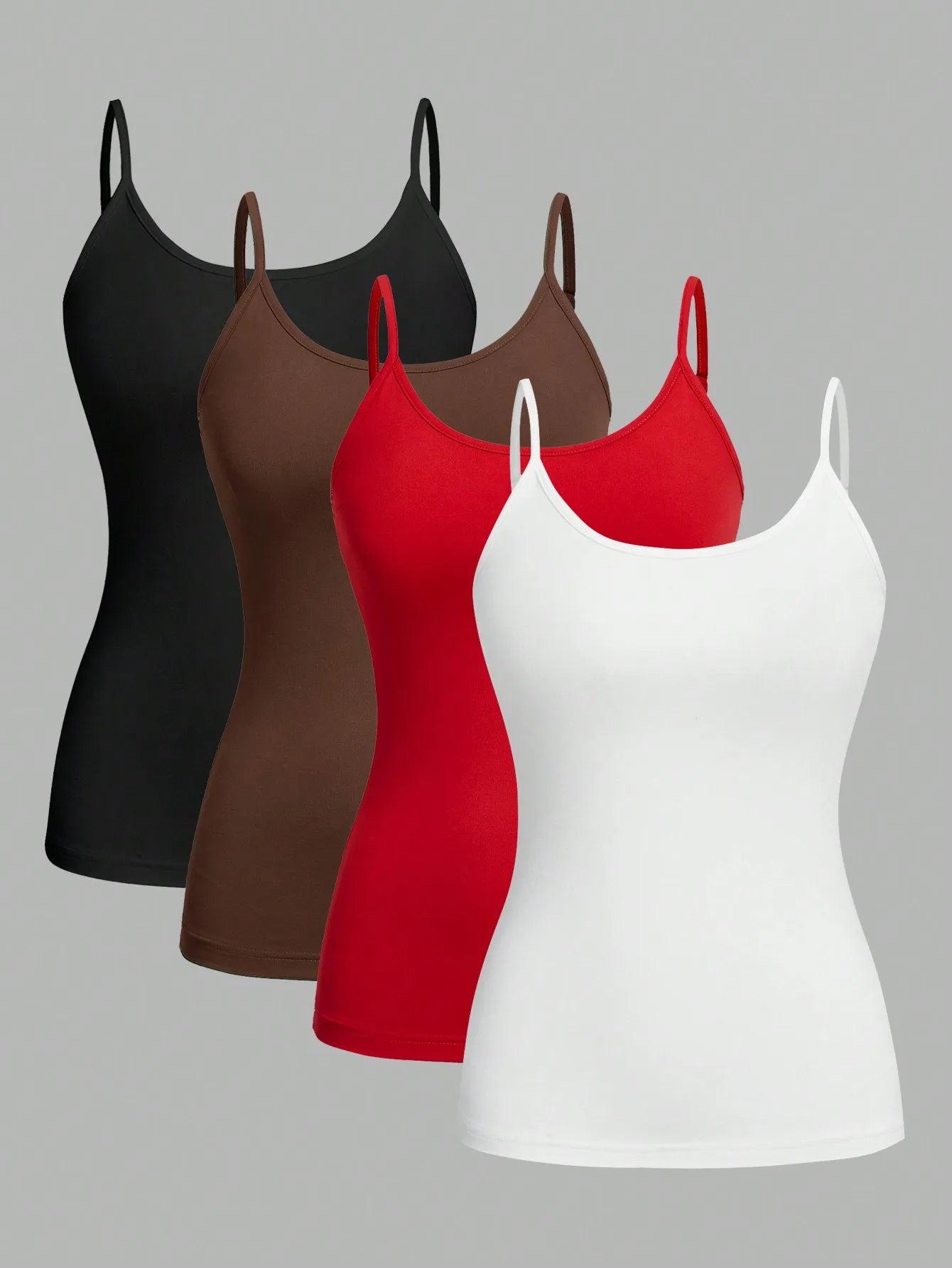 4 pcs Women Solid Color  Camisoles Vest Women Tank Tops Female Summer Sexy Strap Basic Tops Sleeveless Camisole T-shirt vestal