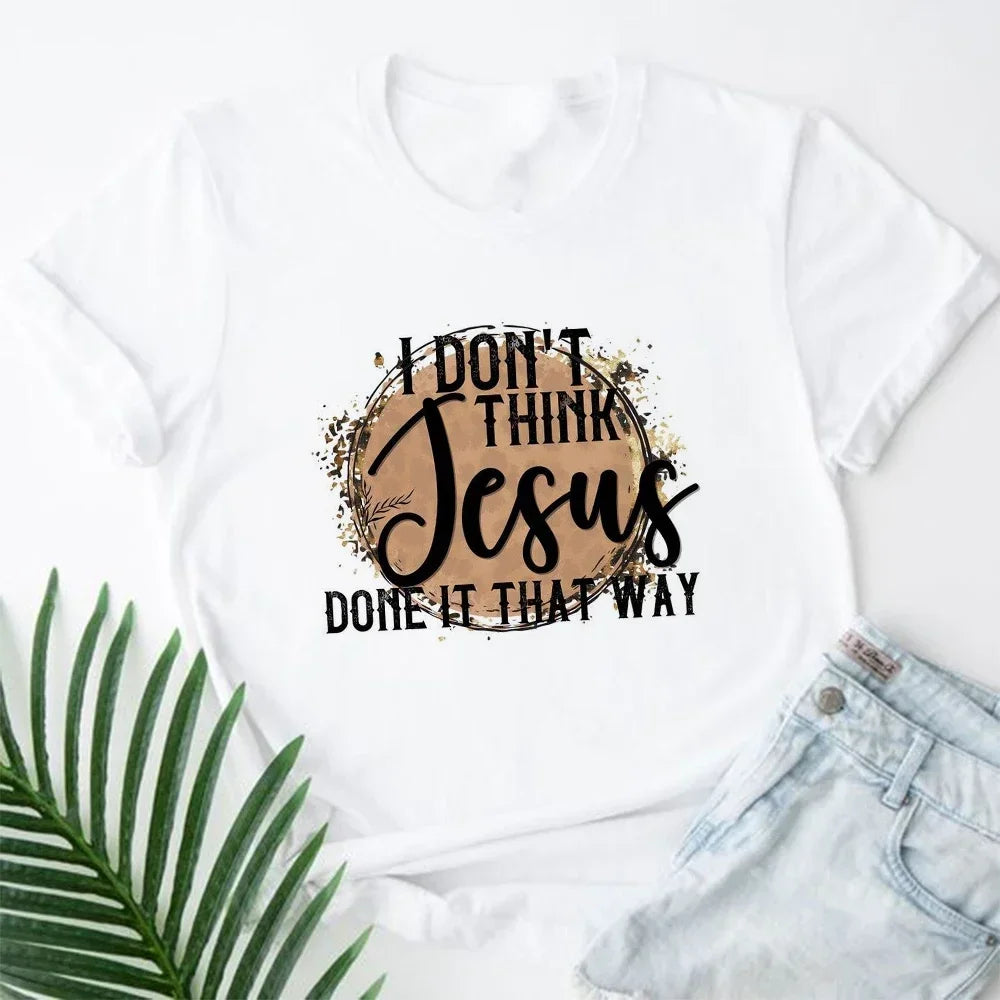 202& Jesus Is King Letter Print Women T-shirt Christian Faith Hope Love Harajuku T Shirts Religion O-neck Tops Tees Streetwears