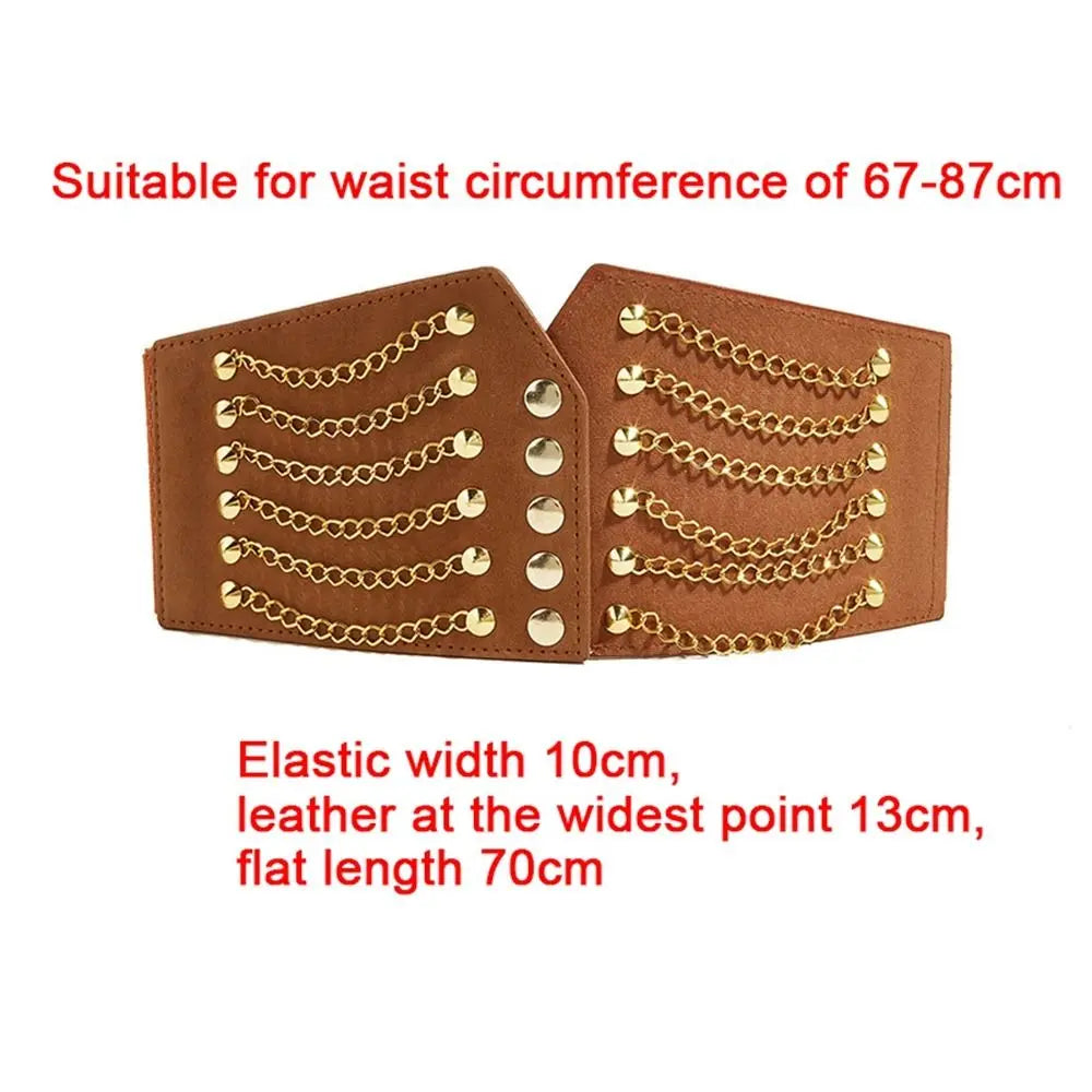 10cm Wide Waistband Women Fashion Slim Corset Cummerbunds Elastic Belts Rivet Waistband Female Coat Hige Waist Belt Accessories sentiwon