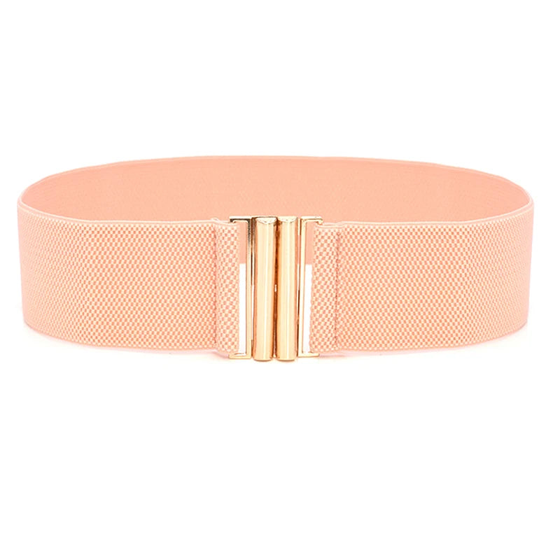 60*6CM Wide Elastic Belt Solid Color Corset Belt Metal Buckle Lady Stretch Cinch Waistband Women Waist Belt sentiwon