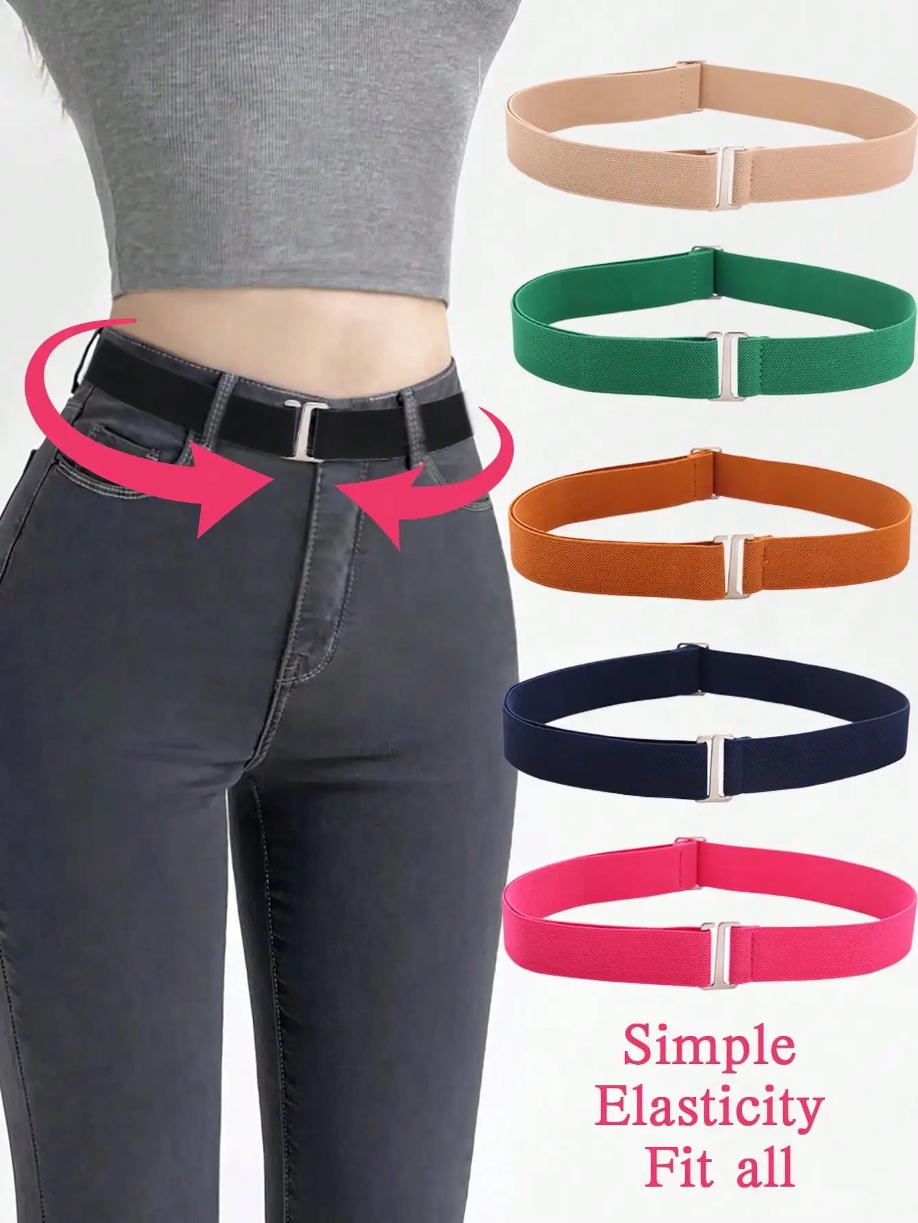 1pc Women's Elastic Comfortable & Adjustable One-Size Anti-Slip Pants Belt, Fits Most sentiwon