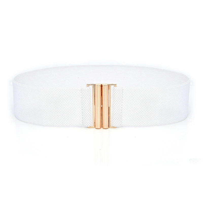 60*6CM Wide Elastic Belt Solid Color Corset Belt Metal Buckle Lady Stretch Cinch Waistband Women Waist Belt sentiwon