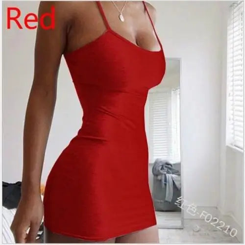 Mini Dress Summer Women Bodycon Dresses Female Camisole Solid Black White Sheath Sundress somè