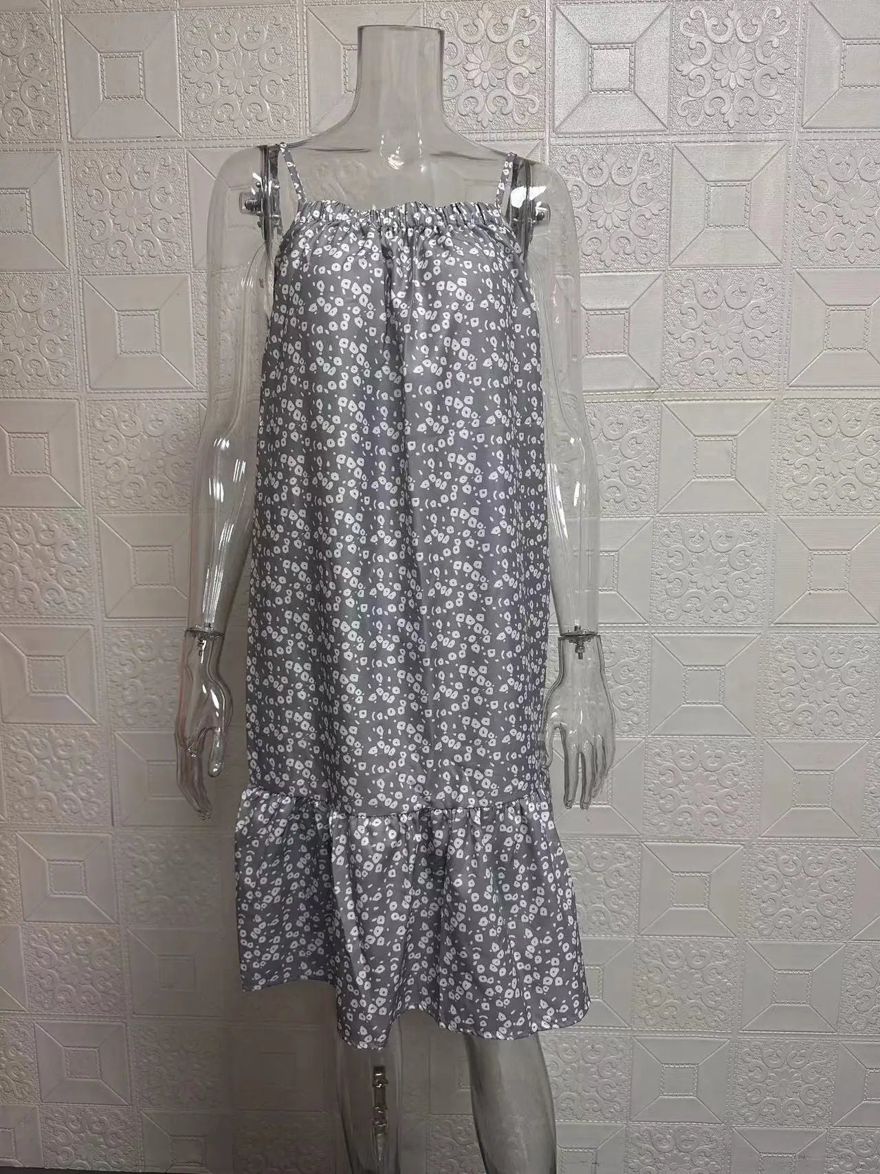 European and American pastoral style printed sleeveless dress