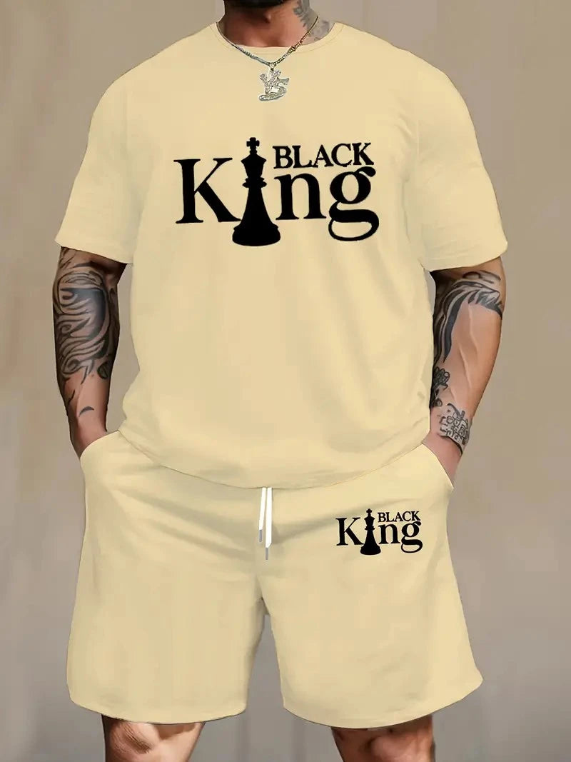 202& New Men's Sportswear Short-sleeved T-shirt And Sports Shorts Summer Leisure Jogging Trousers Suit Men's Two-piece Loose