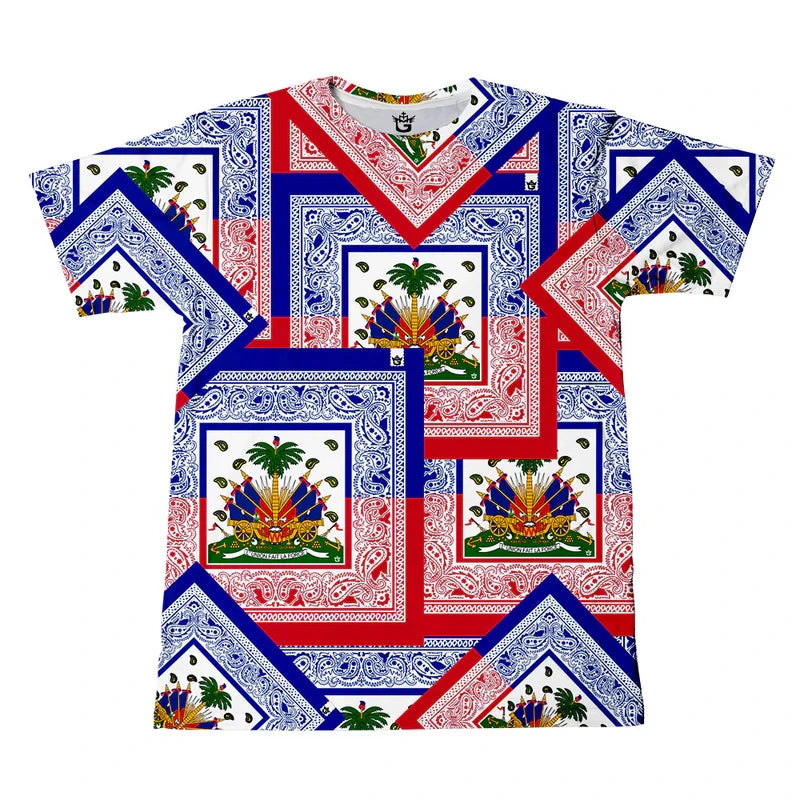 Haitian Flag T-shirt Men 3D Print Haiti Emblem Symbol Vintage T Shirts Summer Fashion