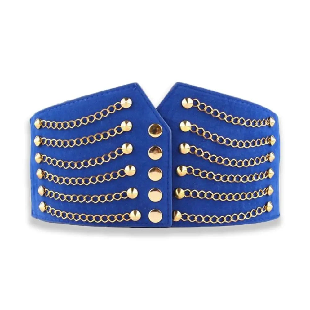 10cm Wide Waistband Women Fashion Slim Corset Cummerbunds Elastic Belts Rivet Waistband Female Coat Hige Waist Belt Accessories sentiwon