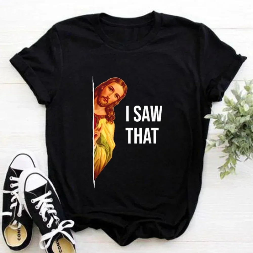 202& Jesus Is King Letter Print Women T-shirt Christian Faith Hope Love Harajuku T Shirts Religion O-neck Tops Tees Streetwears
