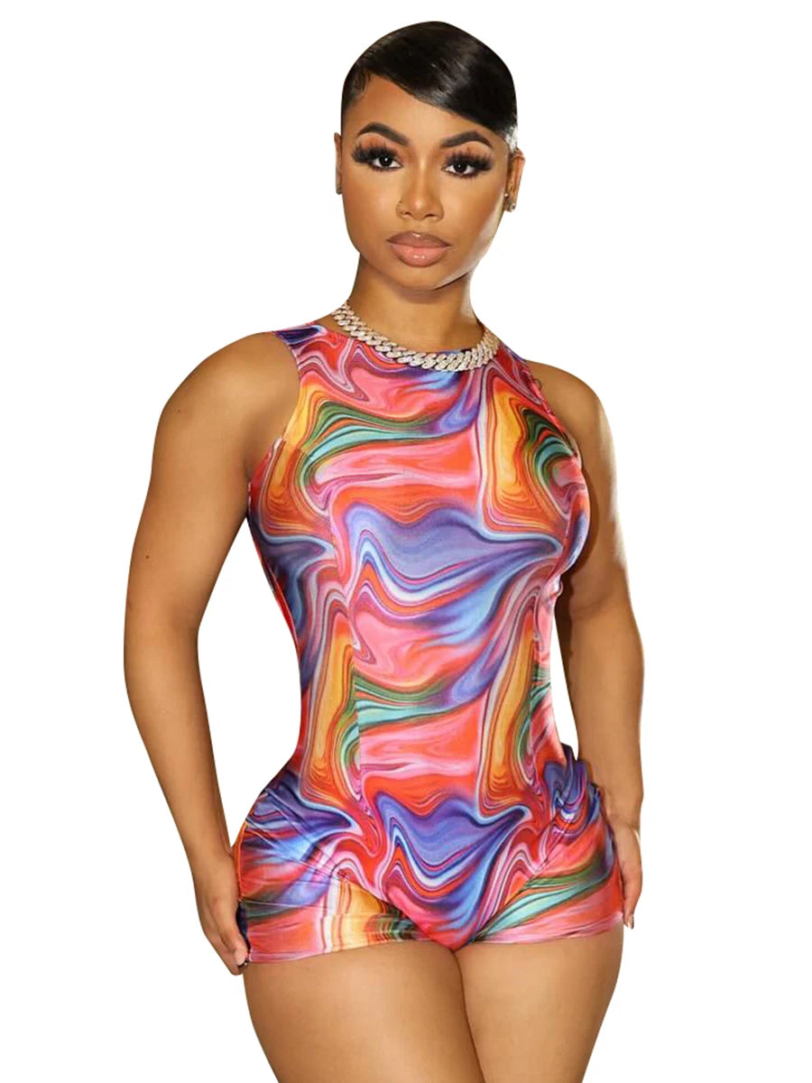 Women Backless Sleeveless Summer Hipster Skinny Stretch Playsuit Fitness Casual Shorts Overalls somè
