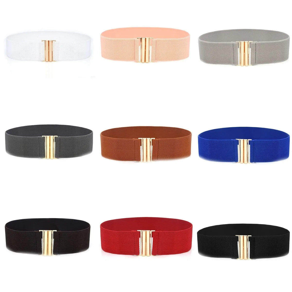 60*6CM Wide Elastic Belt Solid Color Corset Belt Metal Buckle Lady Stretch Cinch Waistband Women Waist Belt sentiwon